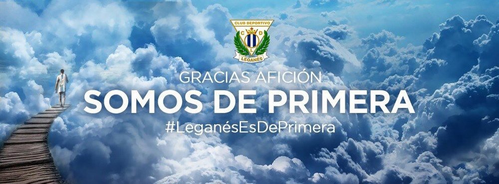 Con esta imagen celebró el Leganés su ascenso. CDLeganés