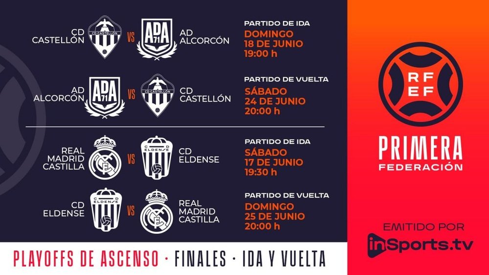 Confirmados los horarios del 'play off' de ascenso en Primera Federación. Twitter/Primera_RFEF