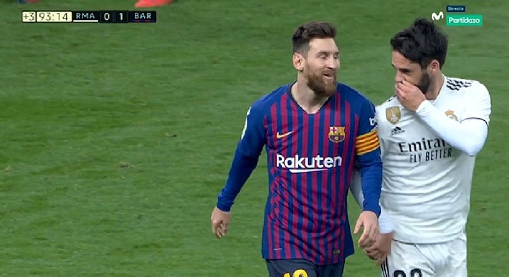 Charla entre Messi e Isco. Captura/MovistarPartidazo