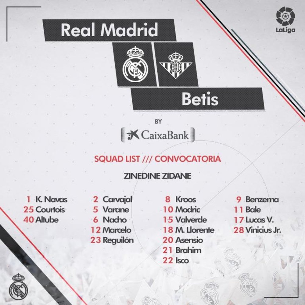 Navas and Bale are in the matchday squad for the Betis game. RealMadrid
