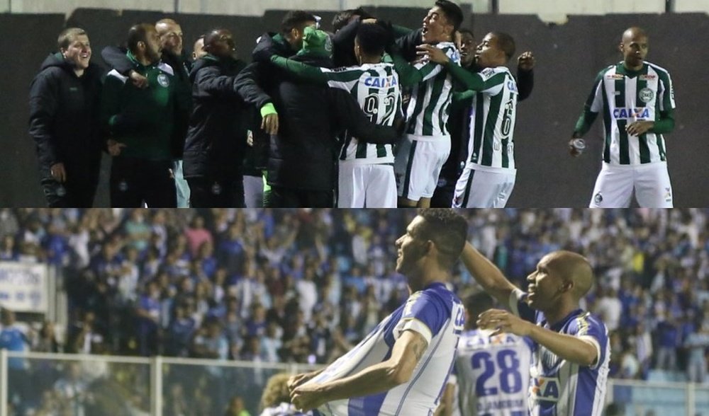 Coritiba e Avaí se enfrentam pela 29ª rodada do Campeonato Brasileiro da Série B. Collage/Twitter