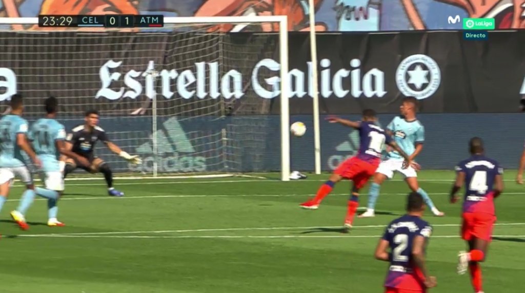 Angel Correa scored a stunner against Celta. Screenshot/MovistarLaLiga