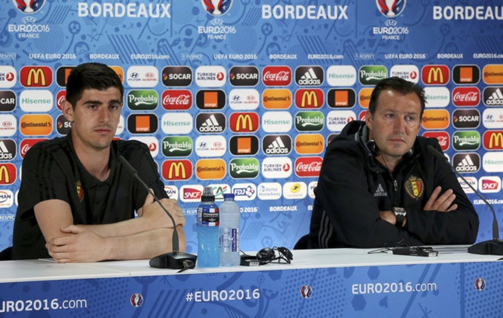Wilmots and Courtois in 2016. UEFA
