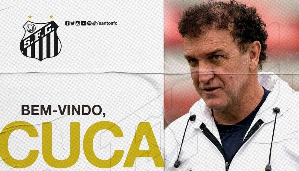 Santos anunciou Cuca como seu novo treinador até o final do Brasileirão. Twitter/SantosFC