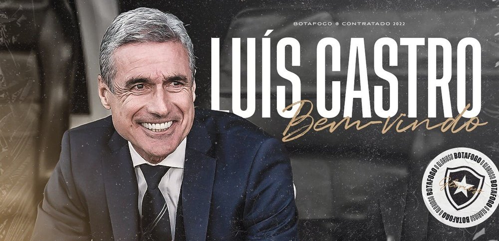 Tras anunciarlo él mismo, Botafogo confirmó la llegada de Luís Castro. Twitter/Botafogo