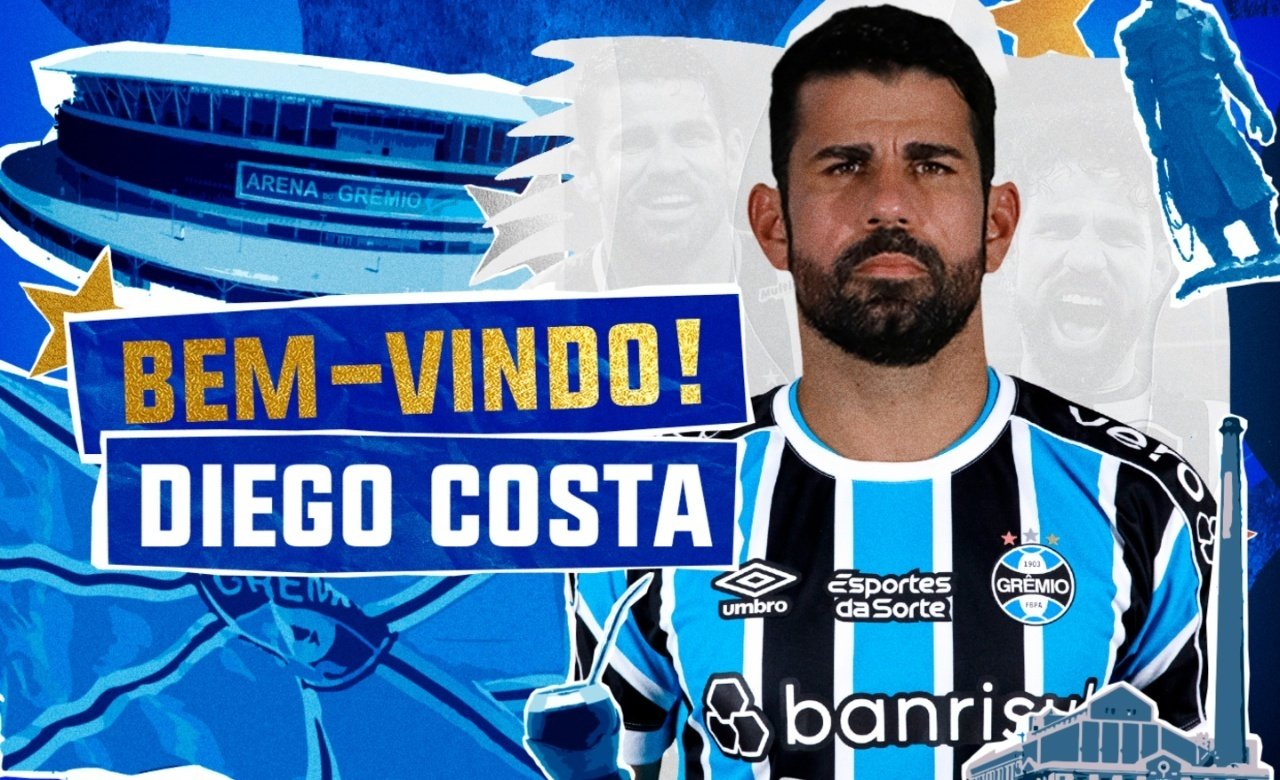 Diego Costa reaparece após um mês sem clube e assina com o Grêmio