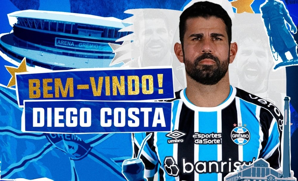 Diego Costa assina com o Grêmio. Grêmio