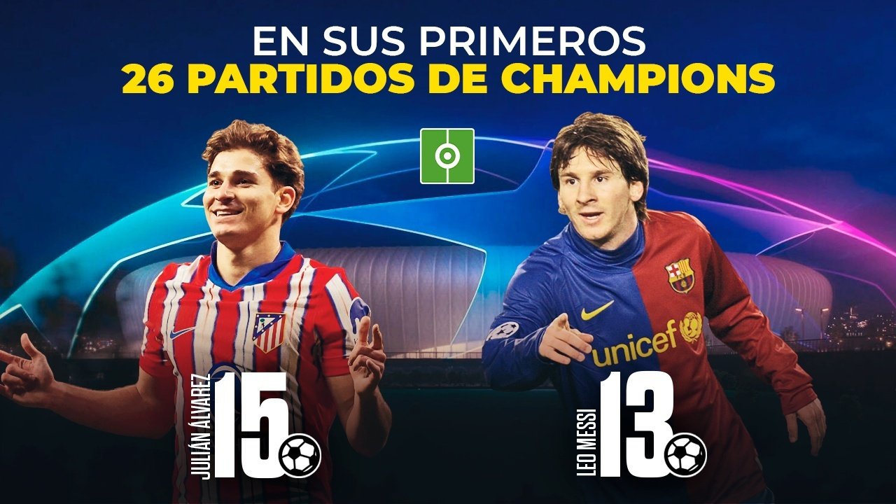 Julián Álvarez, con mejores registros que Messi tras 26 duelos de Champions. BeSoccer
