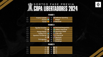 Tras el sorteo realizado este martes por CONMEBOL, ya se conocen cómo quedan las primeras fases eliminatorias de la Copa Libertadores y la Copa Sudamericana 2024.