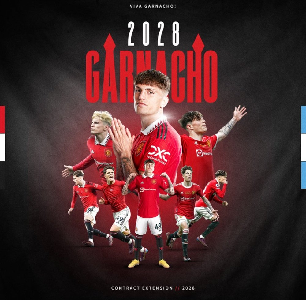 Garnacho renueva con el Manchester United. Twitter/ManUtd