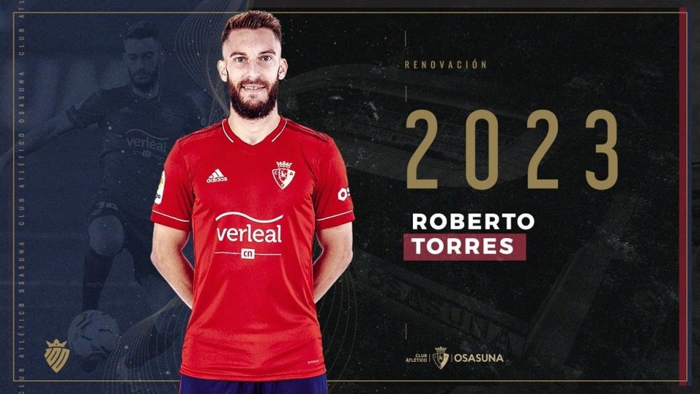 Osasuna renew Roberto Torres until 2023. Twitter/CAOsasuna