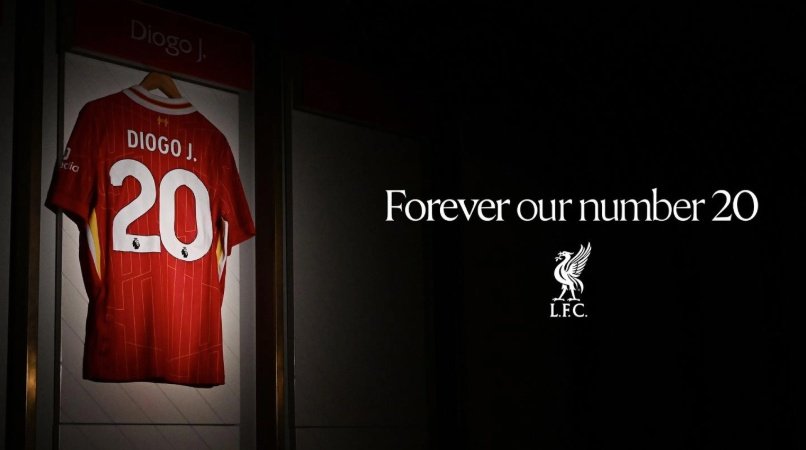 Liverpool retire le numéro '20' en hommage à Diogo Jota. LFC