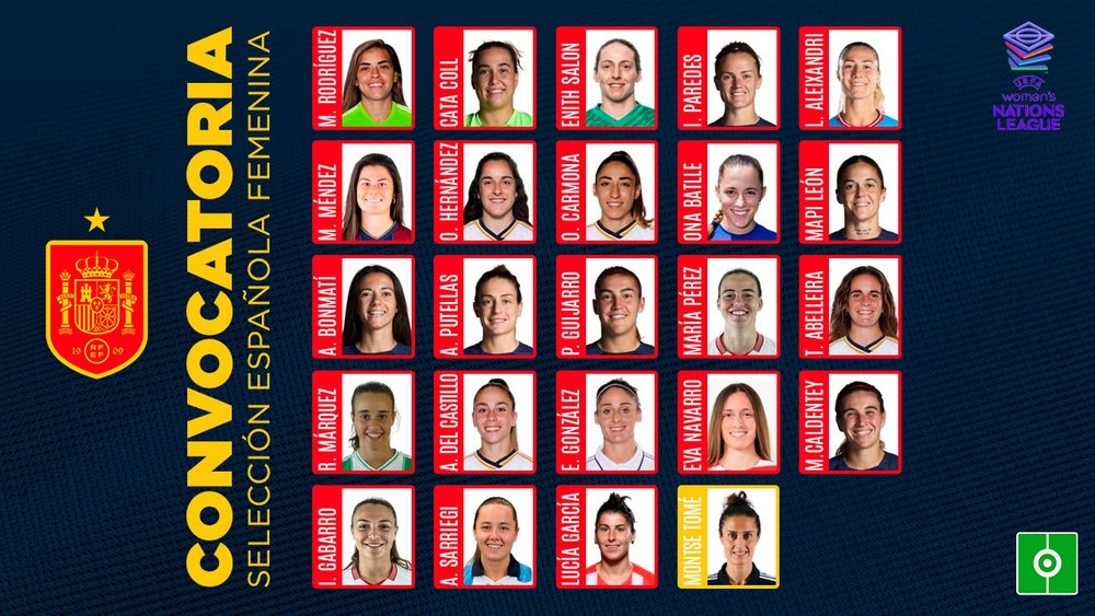 La 1ª lista de Montse Tomé con las campeonas del mundo. BeSoccer