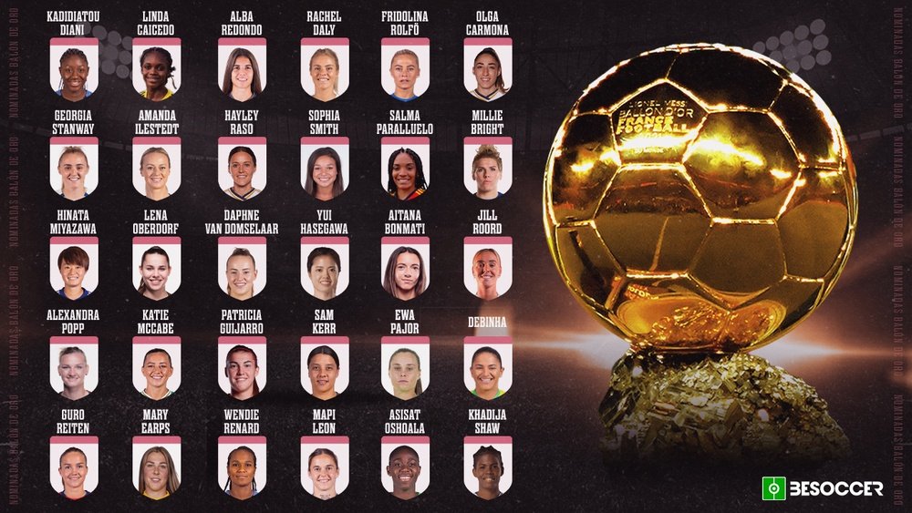 Estas son las 30 nominadas al Balón de Oro Femenino 2023. BeSoccer
