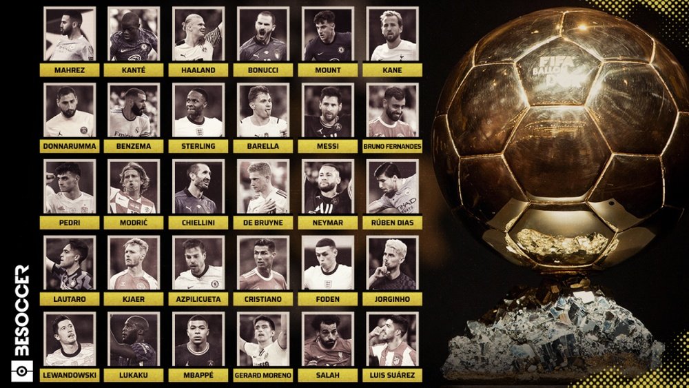 The 30 nominees for the 2021 Ballon D'Or. BeSoccer