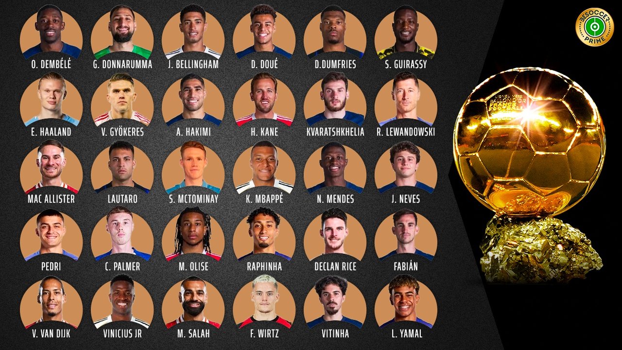 Estos son los 30 nominados para ganar el Balón de Oro 2025. BeSoccer