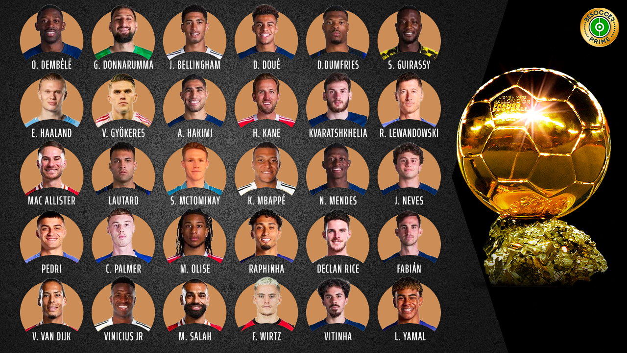 Les 30 nommés pour le Ballon d'Or 2025
