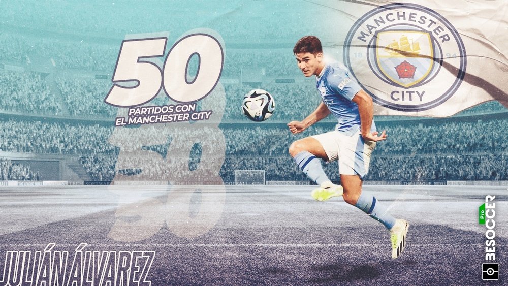 Julián Álvarez, 50 partidos con el City como el jugador 12 de Guardiola. BeSoccer Pro