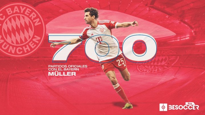 Müller alcanza los 700 partidos oficiales con el Bayern. BeSoccer Pro