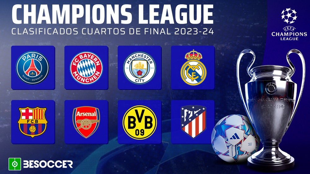 Estos son los clasificados para los cuartos de final de la Champions League 2023-24. BeSoccer