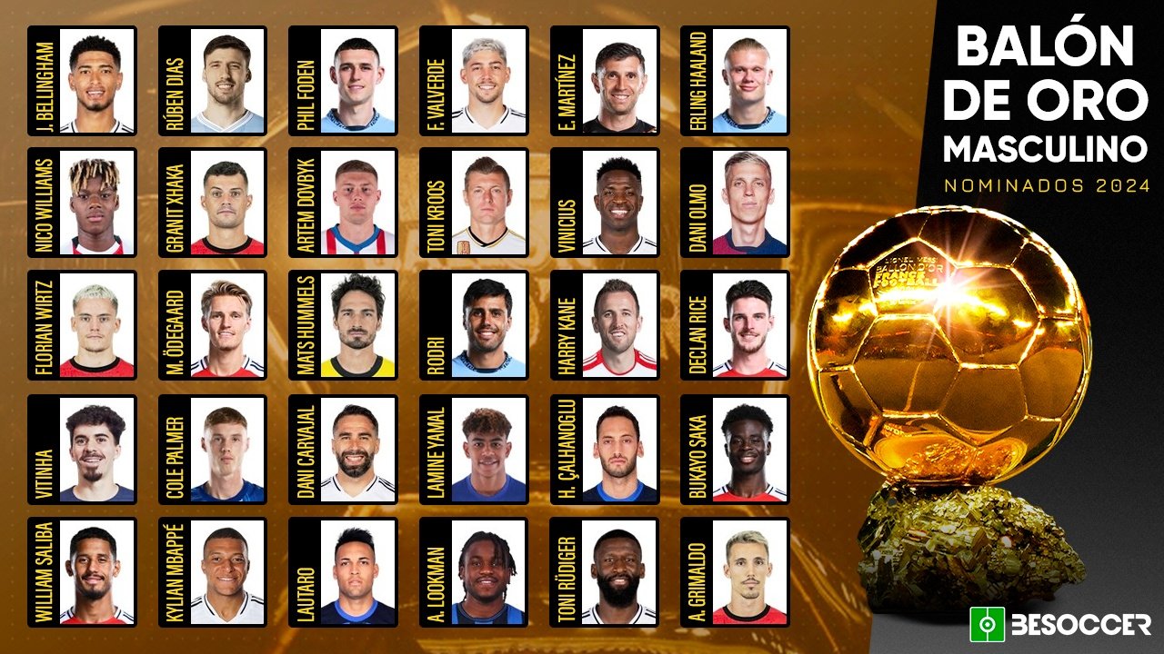 Estos son los jugadores nominados al Balón de Oro 2024