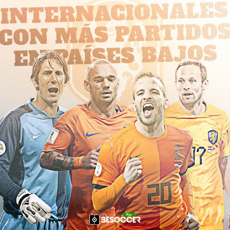 Los 10 jugadores de Países Bajos con más partidos. BeSoccer