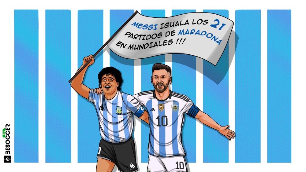 Messi iguala a Maradona como el jugador argentino con más partidos en los Mundiales. BeSoccer Pro