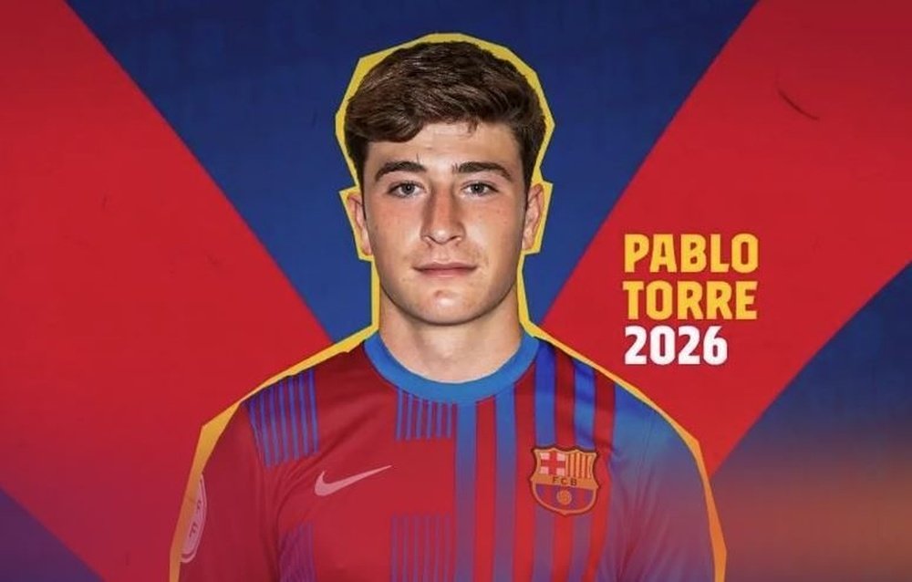 Pablo Torre finalizará la temporada actual con el Racing. Twitter/FCBarcelonaB