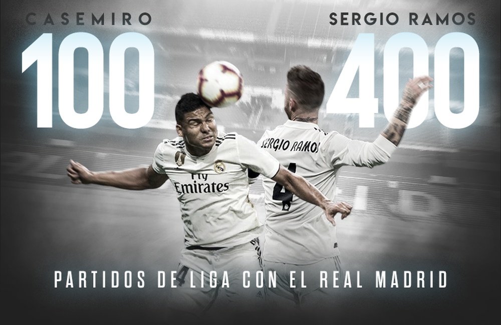 Ramos y Casemiro sumaron 400 y 100 partidos ligueros, respectivamente, con el Madrid. BeSoccer