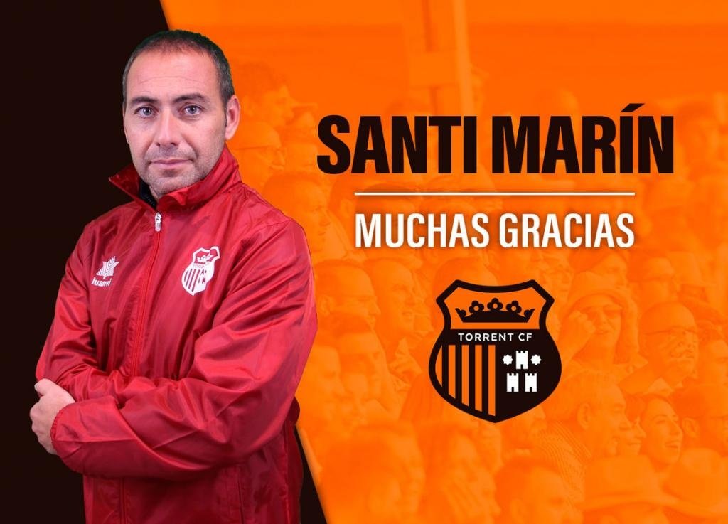 Santi Marín, cesado como entrenador del Torrent CF. Twitter/tcf_oficial