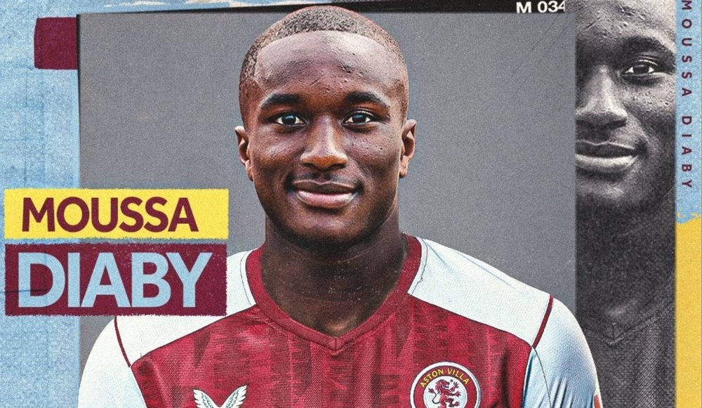 Moussa Diaby, nuevo jugador del Aston Villa. Twitter/AVFCOfficial