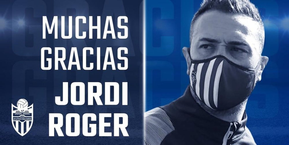 El Atlético Baleares destituye a Jordi Roger. Twitter/Atleticbalears