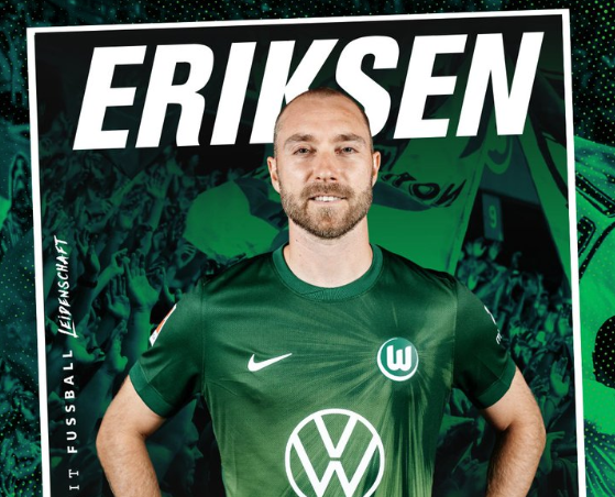 Il Wolfsburg ha ufficializzato l'ingaggio del centrocampista danese Christian Eriksen. Dopo aver lasciato il Manchester United, la stella scandinava ha firmato un contratto biennale con il club tedesco, valido fino al 30 giugno 2027.