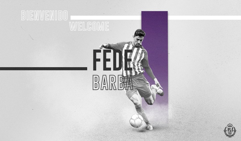 Fede Barba, nueva incorporación del Valladolid. Twitter/RealValladolid