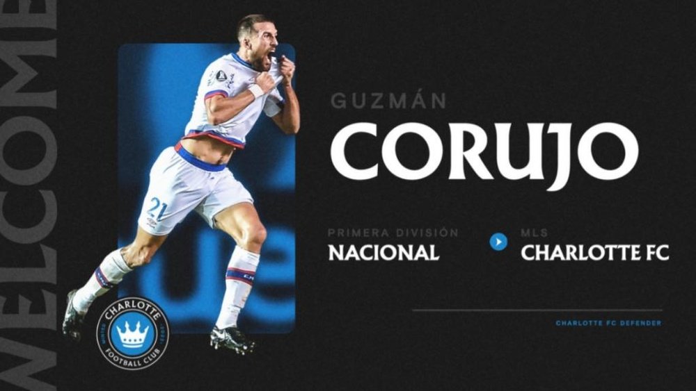 Guzmán Corujo tiene un precontrato para la temporada 2022. Twitter/Charlotte FC