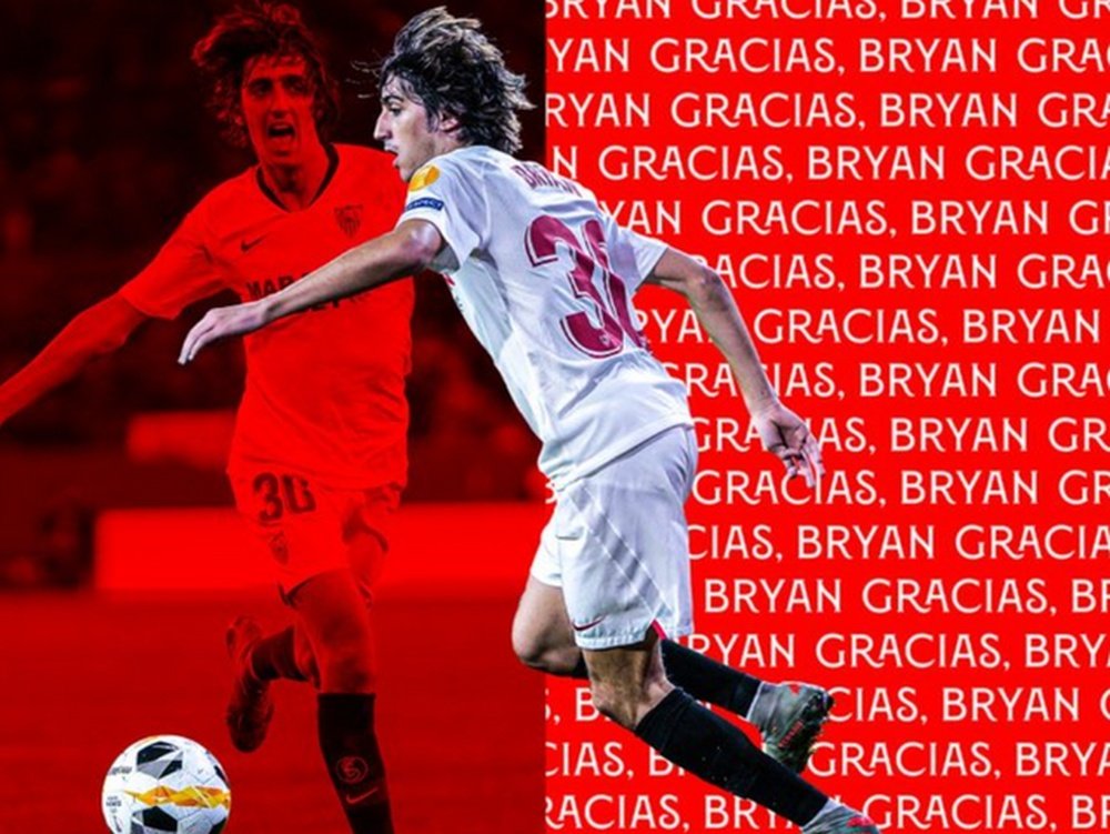 Bryan Gil se despidió de los sevillistas en sus redes sociales. Twitter/SevillaFC