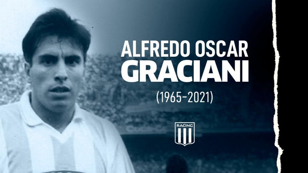 Fallece a los 56 años Alfredo Graciani. Twitter/RacingClub