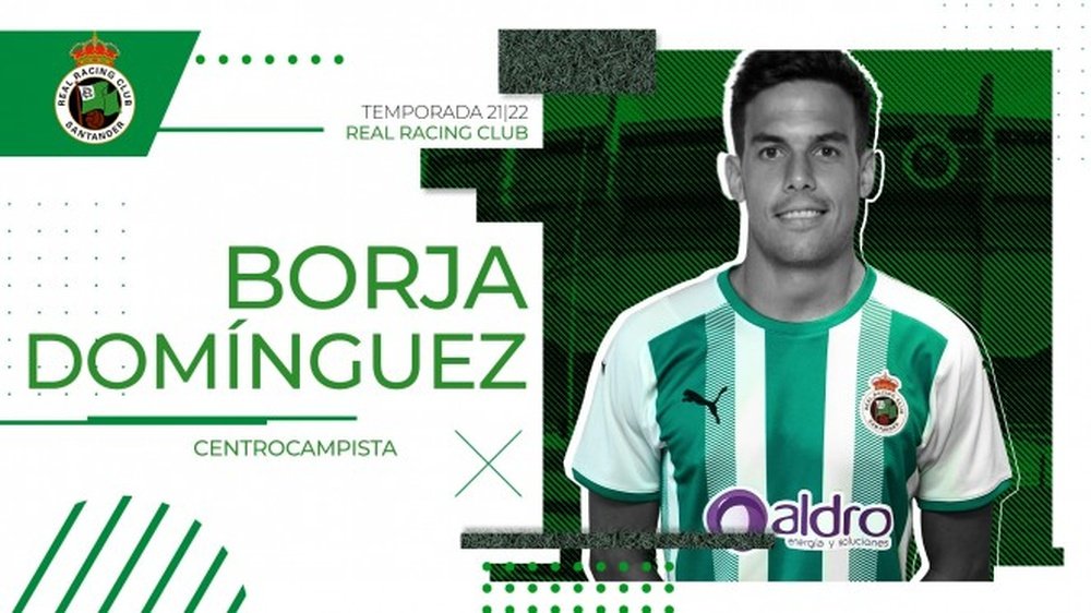 Borja Domínguez vestirá la camiseta del Racing esta temporada. Twitter/realracingclub
