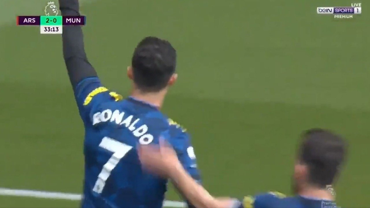 CR7 señaló al cielo, un gesto dedicado a su pequeño, recientemente fallecido. Captura/BeInsports