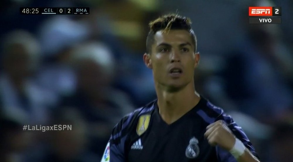 Cristiano celebra el 0-2 ante el Celta. ESPN