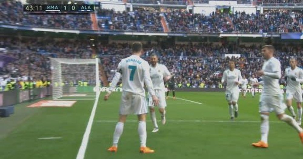 Cristiano celebra el gol anotado ante el Alavés. Twitter/ESPN