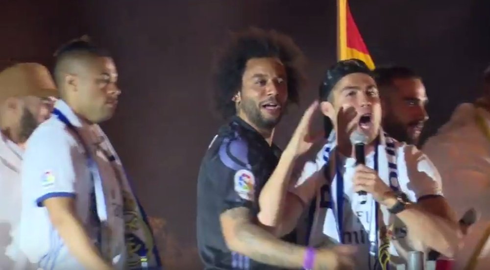 Cristiano estaba eufórico en la celebración de la Liga. Youtube