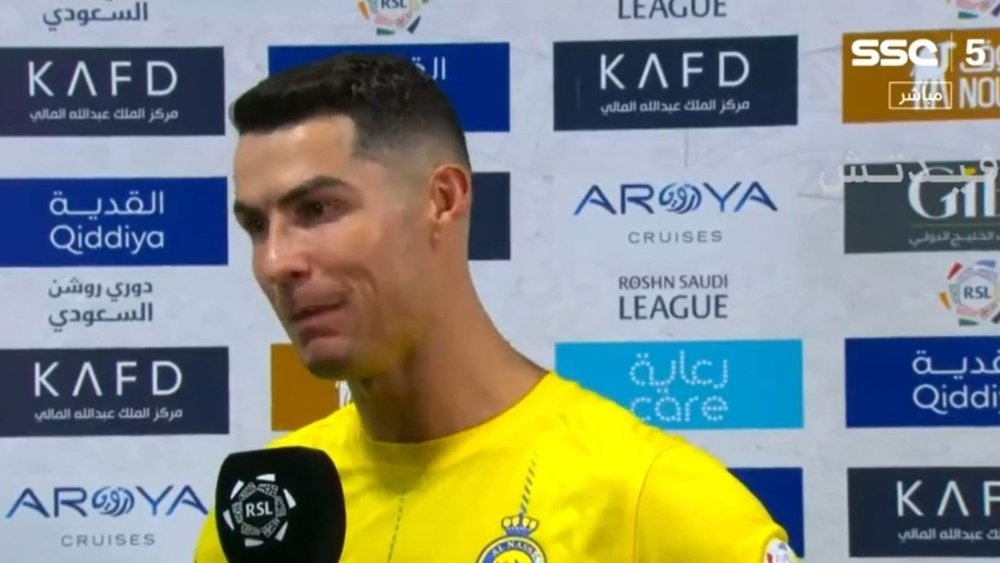 Ronaldo struck twice in Al-Nassr's 4-3 win over Al-Ahli. Screenshot/SSC