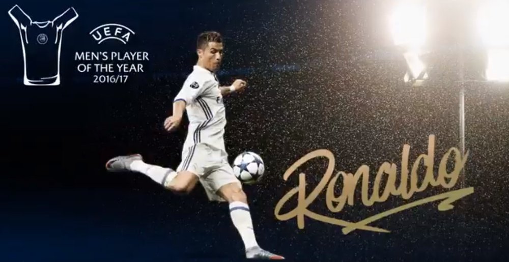 Ronaldo awarded UEFA Player of the Year and Best Forward in the 2016-17 Champions League. AFP