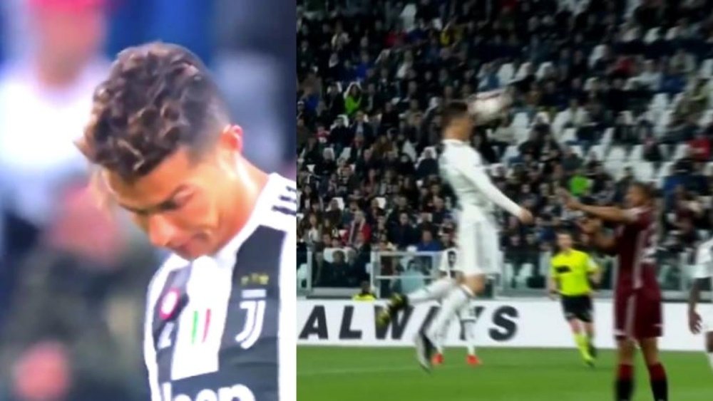 Ronaldo cut a frustrated figure for Juventus in draw with Torino. Capturas/Movistar