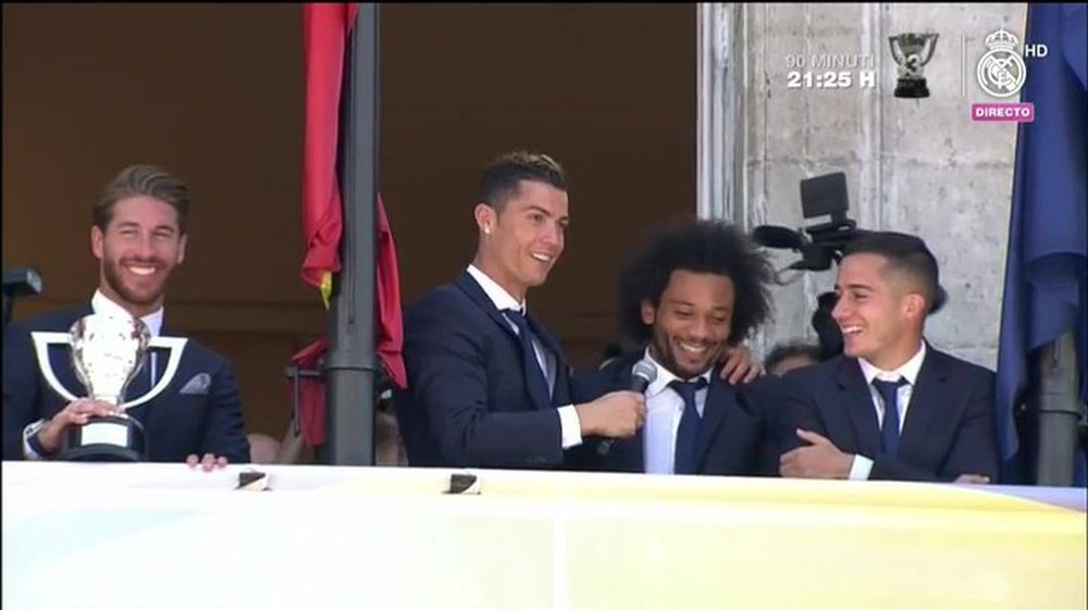 Cristiano, en el balón de la Comunicad de Madrid. RealMadridTV