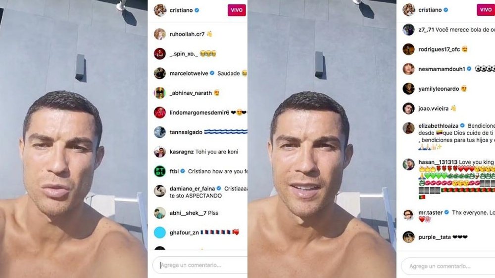 Cristiano acaba de responder o Governo Italiano em live, mesmo sem citar nomes. Capturas/Instagram/c