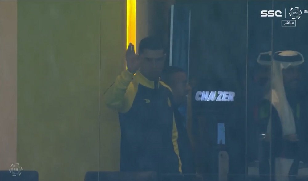 CR7 attends first Al Nassr game. Screenshot/SSC