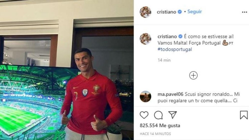 Cristiano siguió el partido confinado en casa. Instagram/cristiano