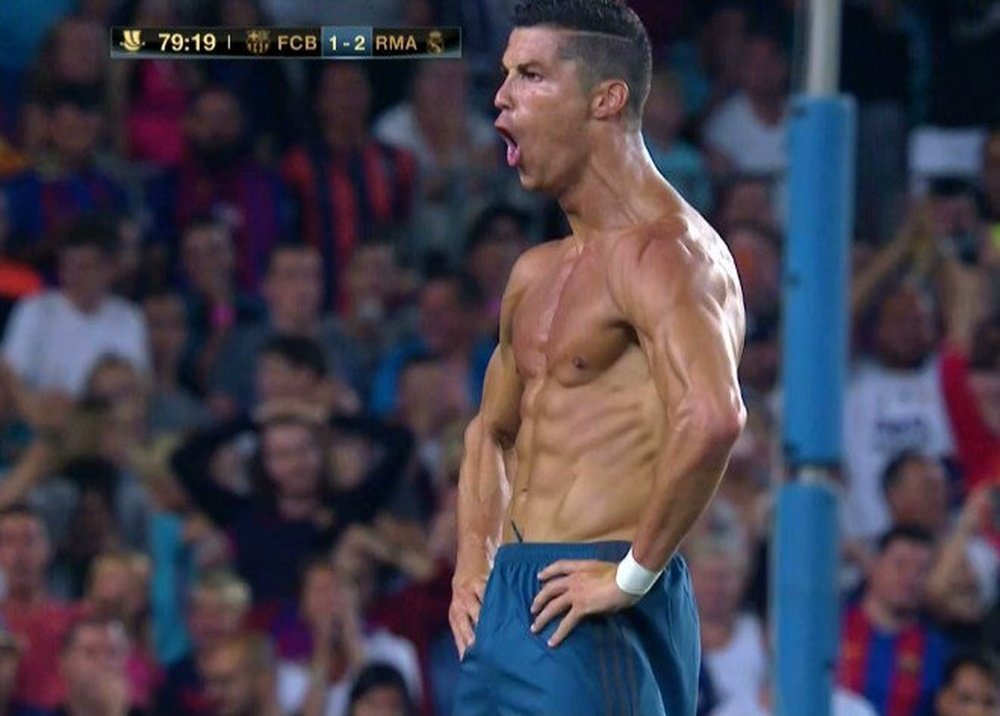 Ronaldo was booked for his celebration. Twitter/ESPN